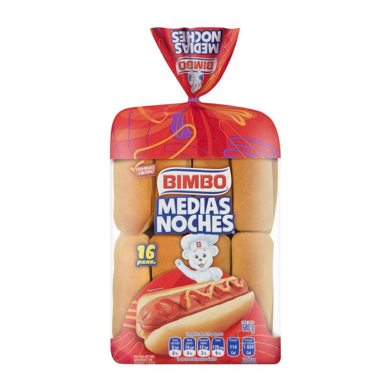 PAN PARA HOT DOG MEDIAS NOCHES BIMBO -BOLSA 16 PZ-