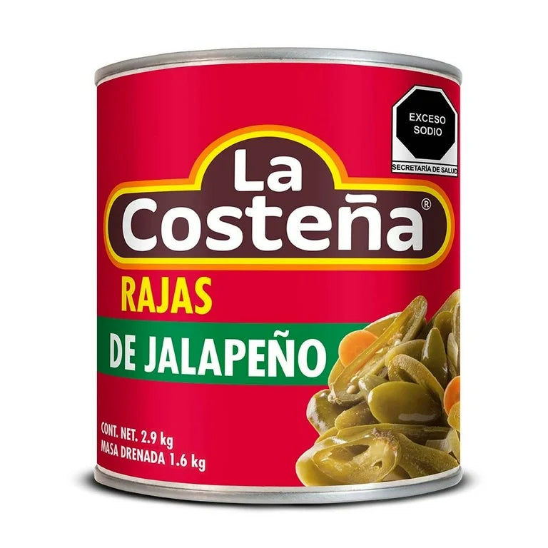 CHILES JALAPEÑOS EN RAJAS LA COSTEÑA -LATA 3 KG-