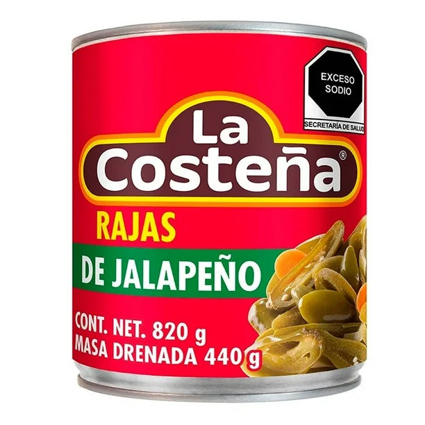 CHILES JALAPEÑOS EN RAJAS LA COSTEÑA -LATA 820 GR-