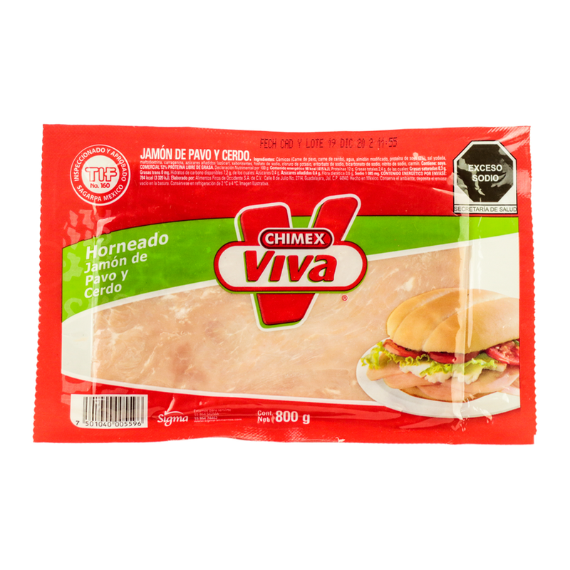 JAMON COCIDO VIVA PQT 800GR